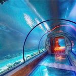 Moderna dezajno akrila akvario longa tunelo
